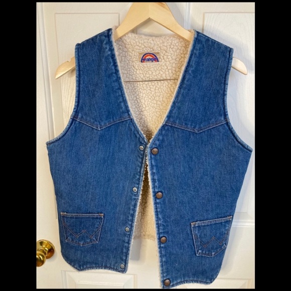 Wrangler Jackets & Blazers - Vintage Wrangler Sherpa Lined Denim Vest